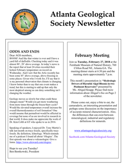Atlanta Geological Society Newsletter