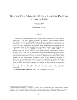 The Food Price Channel: Effects of Monetary Policy on the Poor in India