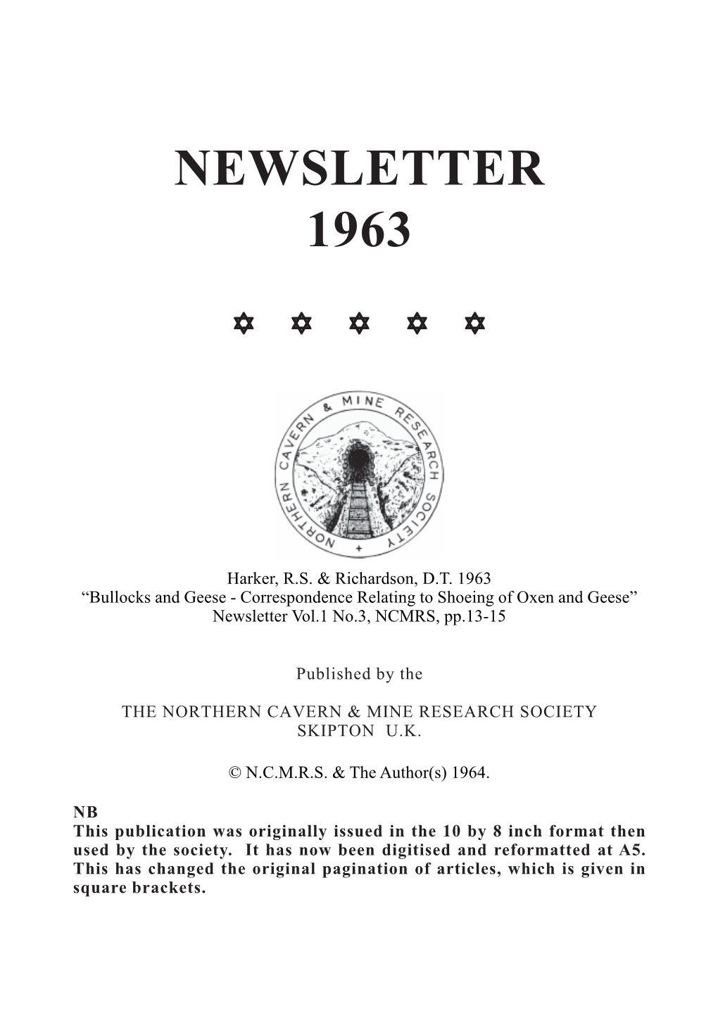 Bullocks and Geese - Correspondence Relating to Shoeing of Oxen and Geese” Newsletter Vol.1 No.3, NCMRS, Pp.13-15