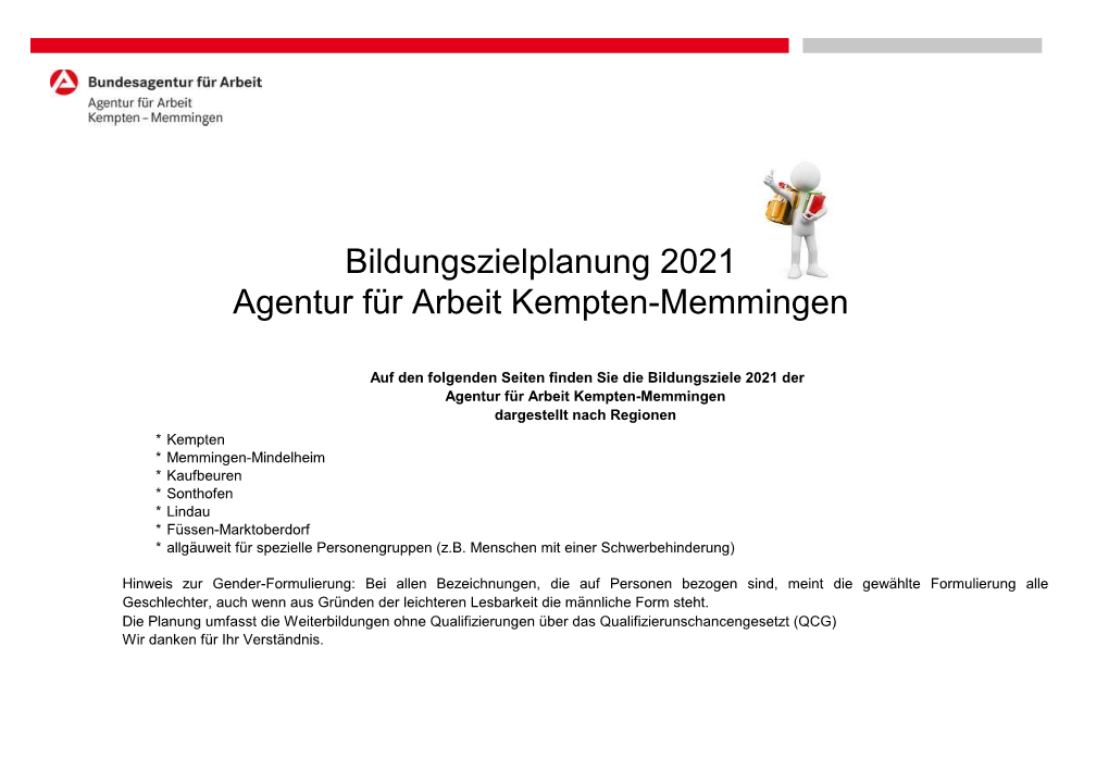 Bildungszielplanung 2021 Agentur Für Arbeit Kempten-Memmingen