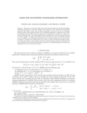 Admm for Multiaffine Constrained Optimization Wenbo Gao†, Donald