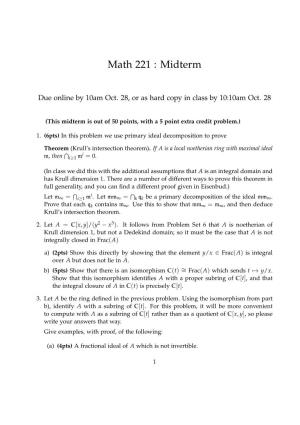 Math 221 : Midterm