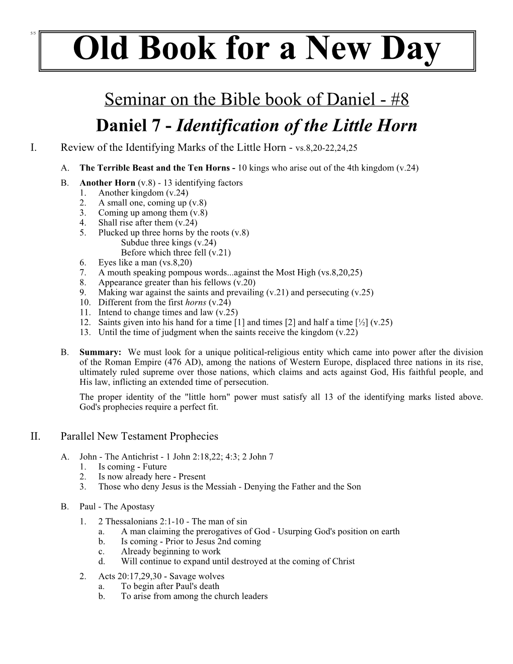 Daniel 7 - Identification of the Little Horn I