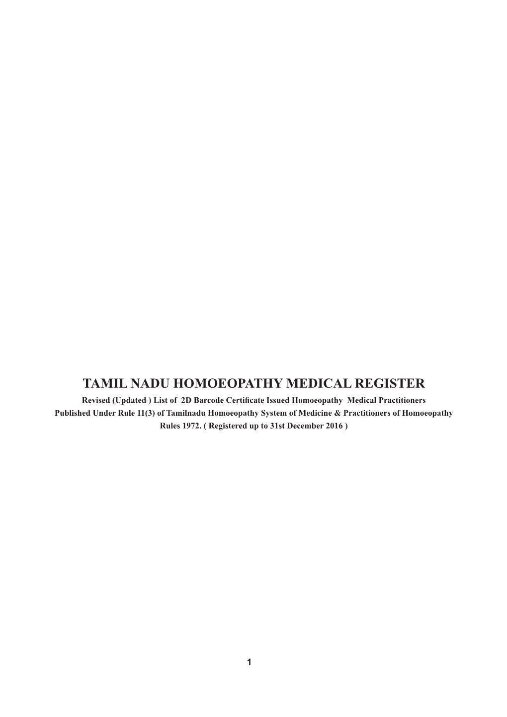 Tamil Nadu Homoeopathy Medical Register