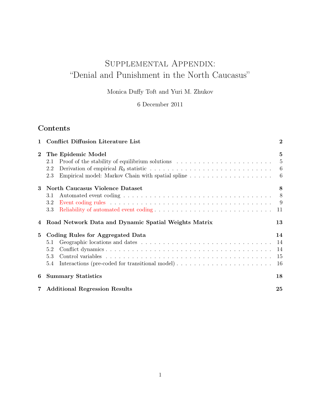 Supplemental Appendix: “Denial and Punishment in the North Caucasus”