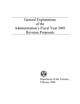 General Explanations of the Administration's Fiscal Year 2005