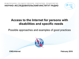 Access to the Internet for Persons with Disabilities and Specific Needs
