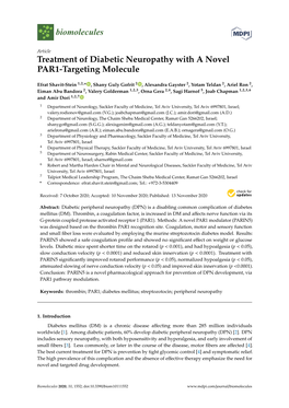 Treatment of Diabetic Neuropathy with a Novel PAR1-Targeting Molecule