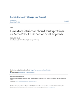 The UCC Section 3-311 Approach