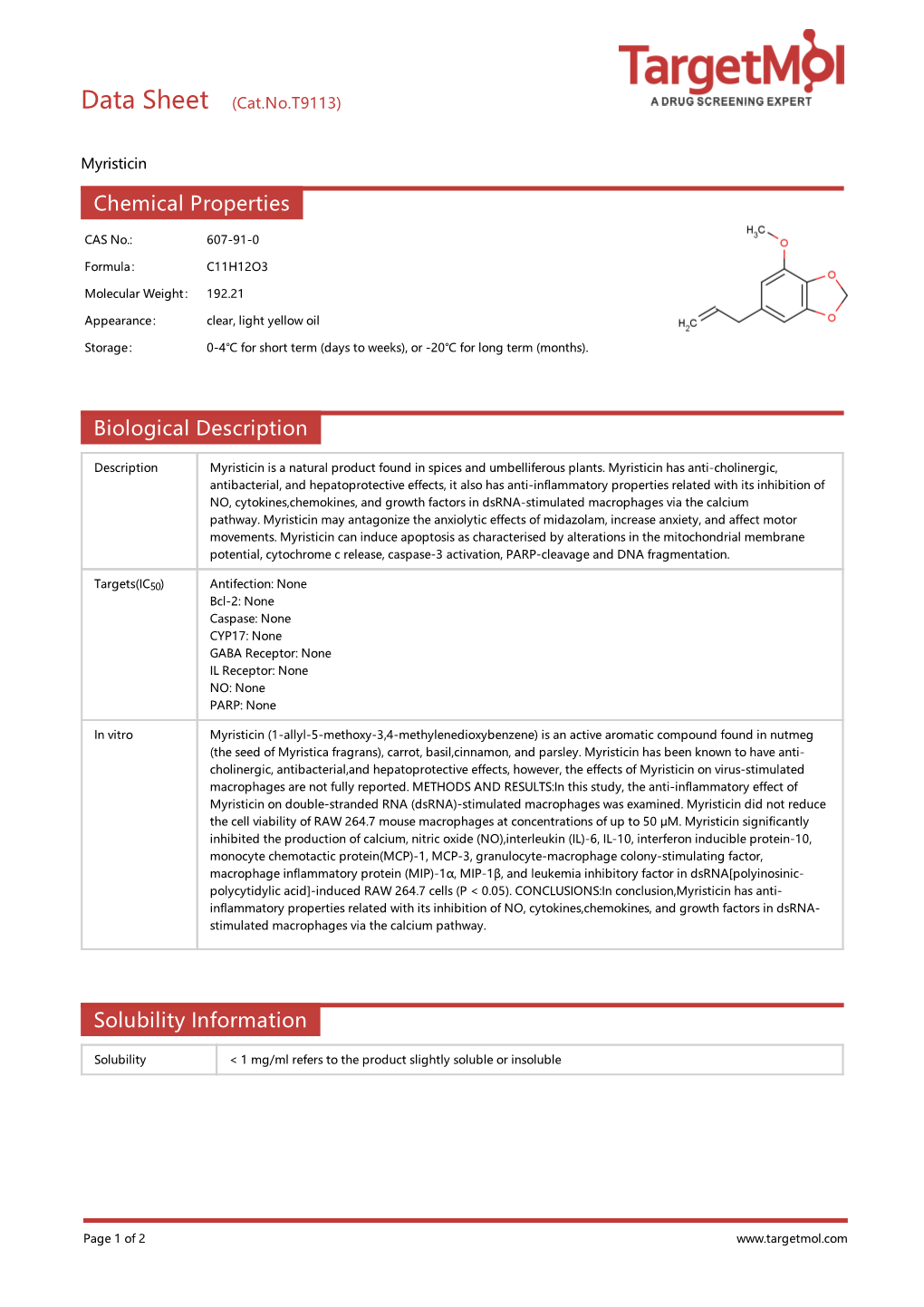 Chemical Properties Biological Description Solubility Information