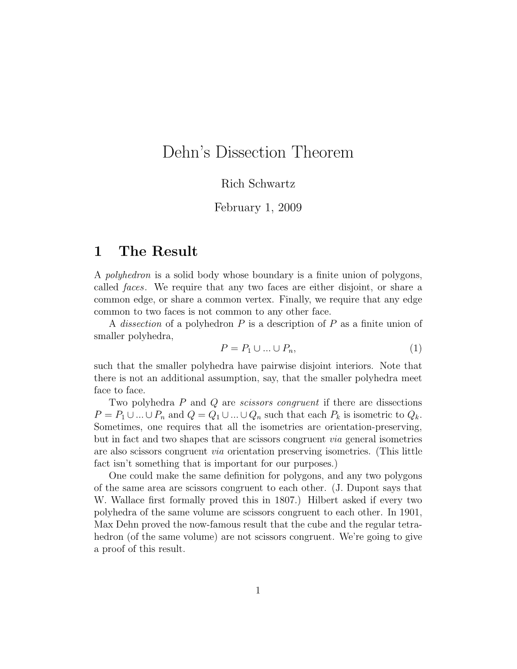 Dehn's Dissection Theorem