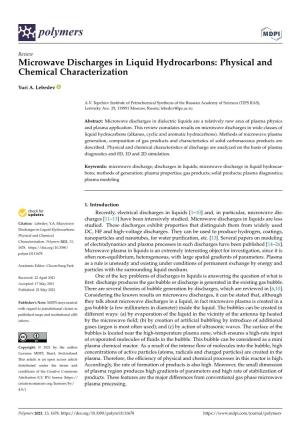 Microwave Discharges in Liquid Hydrocarbons: Physical and Chemical Characterization
