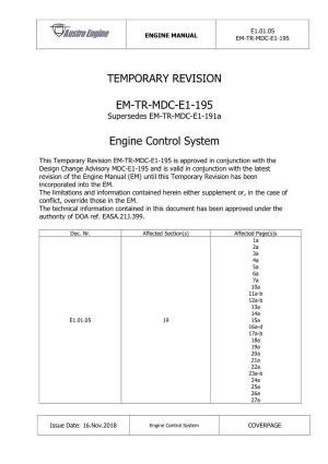 TEMPORARY REVISION EM-TR-MDC-E1-195 Engine
