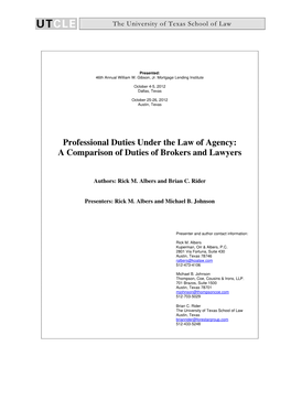 A Comparison of Duties of Brokers and Lawyers