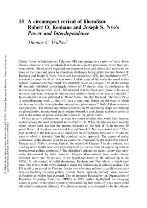 Robert O. Keohane and Joseph S. Nye's Power and Interdependence