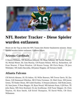 NFL Roster Tracker &#8211; Diese Spieler Wurden Entlassen