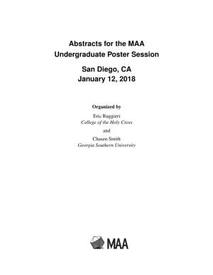 Abstracts for the MAA Undergraduate Poster Session San Diego, CA
