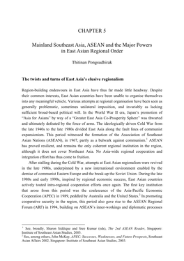 CHAPTER 5 Mainland Southeast Asia, ASEAN and the Major Powers In