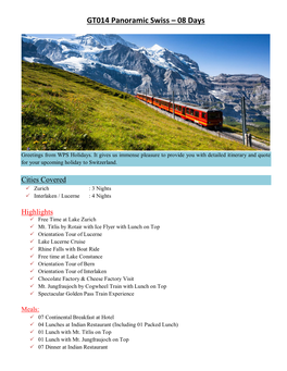 GT014 Panoramic Swiss – 08 Days