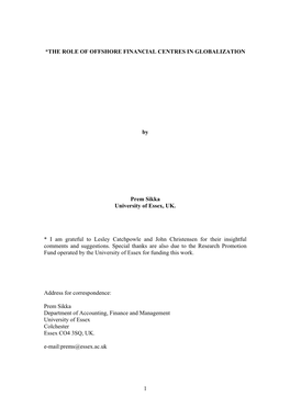 The Role of Offshore Financial Centres in Globalization