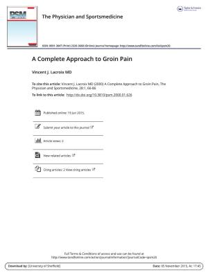 A Complete Approach to Groin Pain