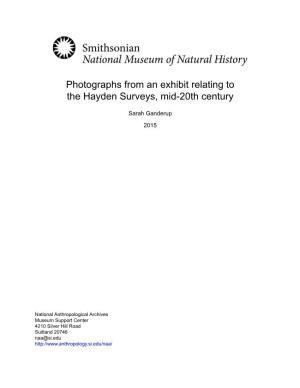 Photographs from an Exhibit Relating to the Hayden Surveys, Mid-20Th Century