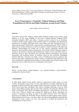 Political Whiteness and White Woundedness in #Metoo and Public Feminisms Around Sexual Violence