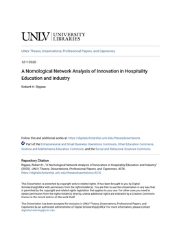A Nomological Network Analysis of Innovation in Hospitality Education and Industry