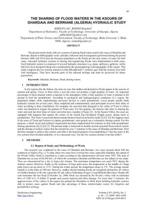 The Sharing of Flood Waters in the Ksours of Ghardaia and Berriane (Algeria) Hydraulic Study