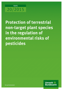 Protection of Terrestrial Non-Target Plant Species in the Regulation of Environmental Risks of Pesticides