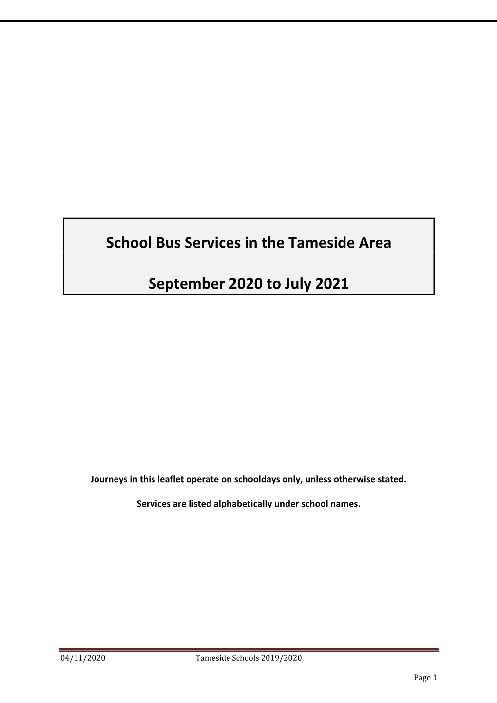 School Bus Services in the Tameside Area