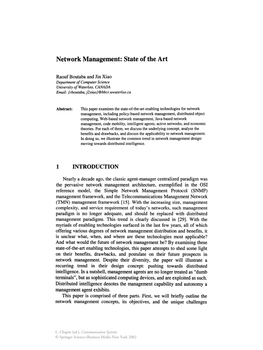 Network Management: State of the Art