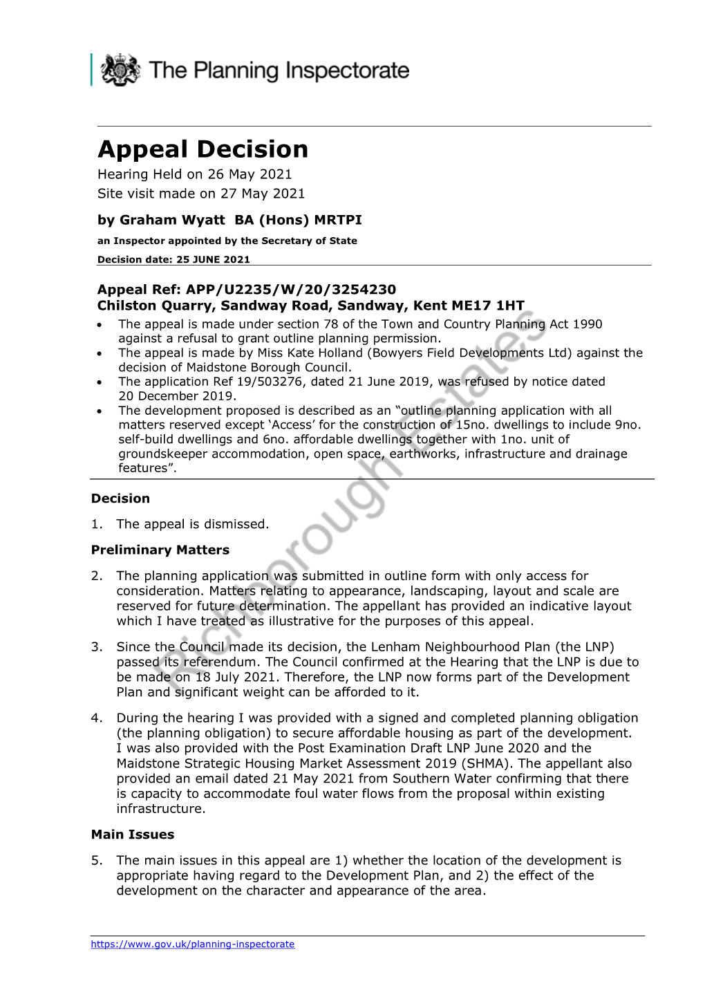 Appeal Decision Hearing Held on 26 May 2021 Site Visit Made on 27 May 2021