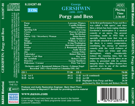 GERSHWIN Porgy and Bess