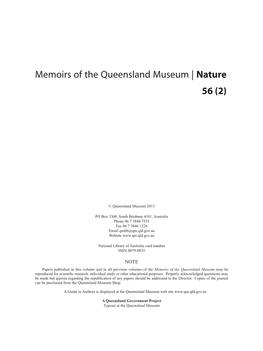 Memoirs of the Queensland Museum | Nature 56 (2)