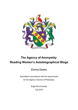 Reading Women's Autobiographical Blogs