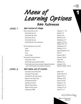 Menu of Learning Options and Related Model Unit Plans