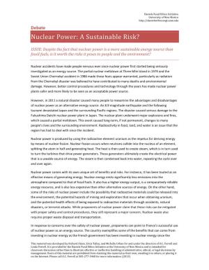 Nuclear Power: a Sustainable Risk?