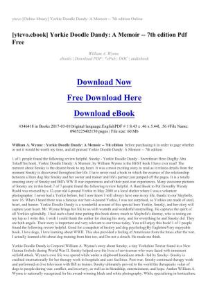 Ytevo [Online Library] Yorkie Doodle Dandy: a Memoir -- 7Th Edition Online