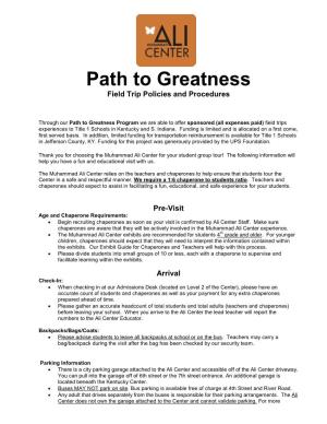 Path to Greatness Field Trip Policies and Procedures