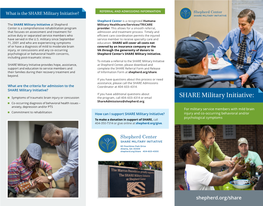 SHARE Military Initiative: Shareadmissions@Shepherd.Org