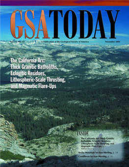 INSIDE ▲ the California Arc: Thick Granitic Batholiths, Eclogitic Residues, Lithospheric-Scale Thrusting, and Magmatic Flare-Ups, P