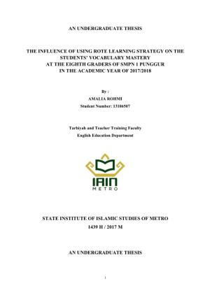 An Undergraduate Thesis the Influence of Using Rote