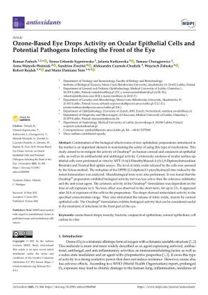 Ozone-Based Eye Drops Activity on Ocular Epithelial Cells and Potential Pathogens Infecting the Front of the Eye