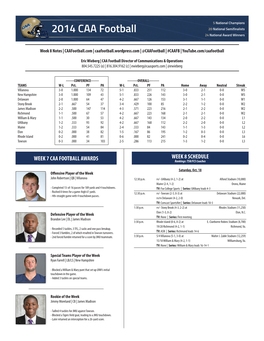 2014 CAA Football 20 National Semifinalists 24 National Award Winners