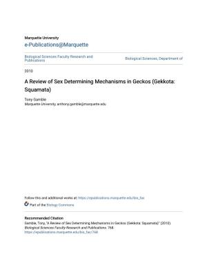 A Review of Sex Determining Mechanisms in Geckos (Gekkota: Squamata)