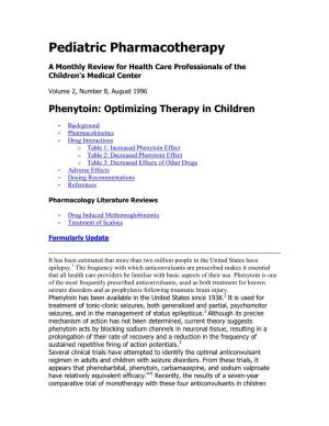 8 Phenytoin: Optimizing Therapy in Children