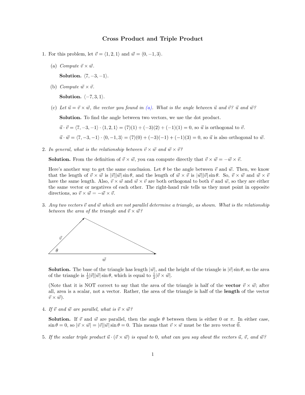 Cross Product and Triple Product