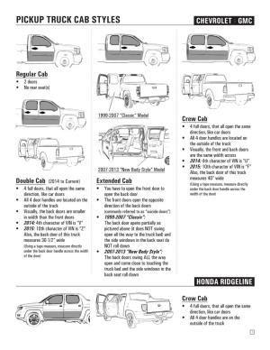 Pickup Truck Cab Styles Chevrolet | Gmc
