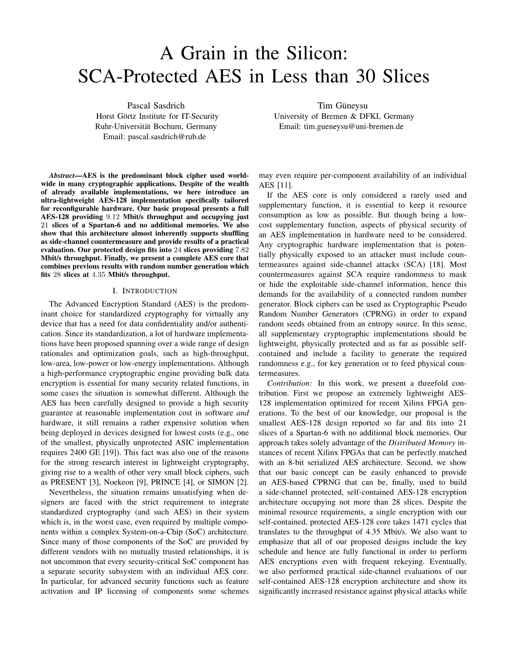 SCA-Protected AES in Less Than 30 Slices